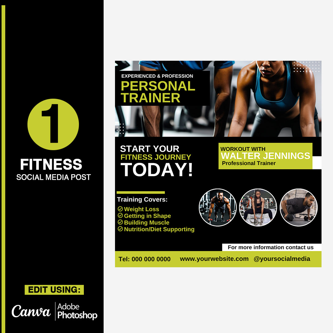 Personal Trainer Flyer Printable Gym Fitness Flyer Canva Personal